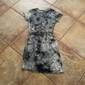 Tie Waist Dress Blue Tie Dye